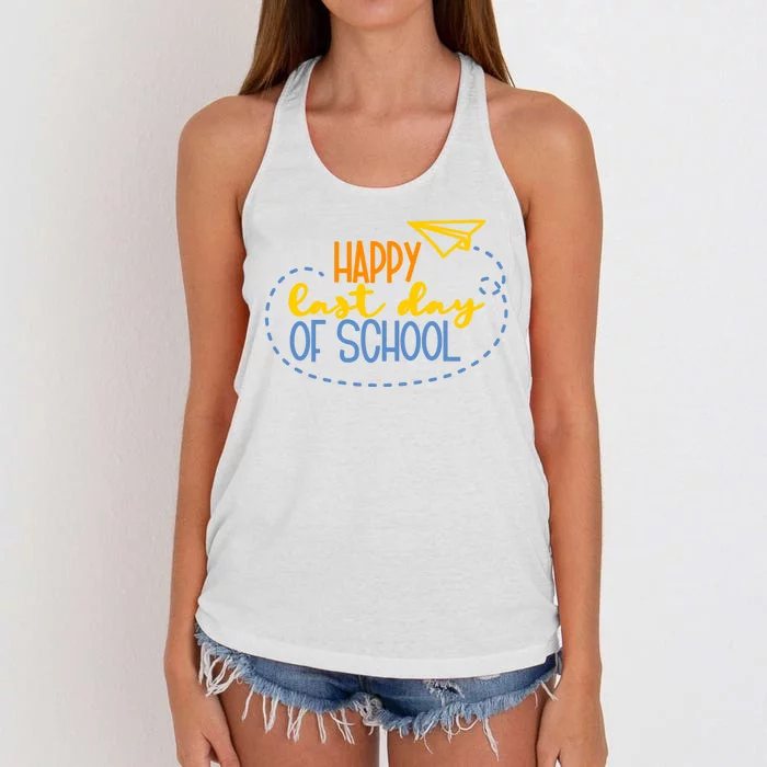 Paper Plane Happy Last Day Of School Women's Knotted Racerback Tank