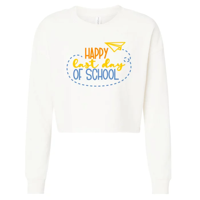 Paper Plane Happy Last Day Of School Cropped Pullover Crew