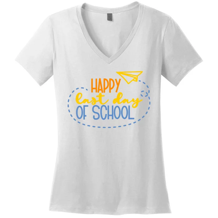 Paper Plane Happy Last Day Of School Women's V-Neck T-Shirt