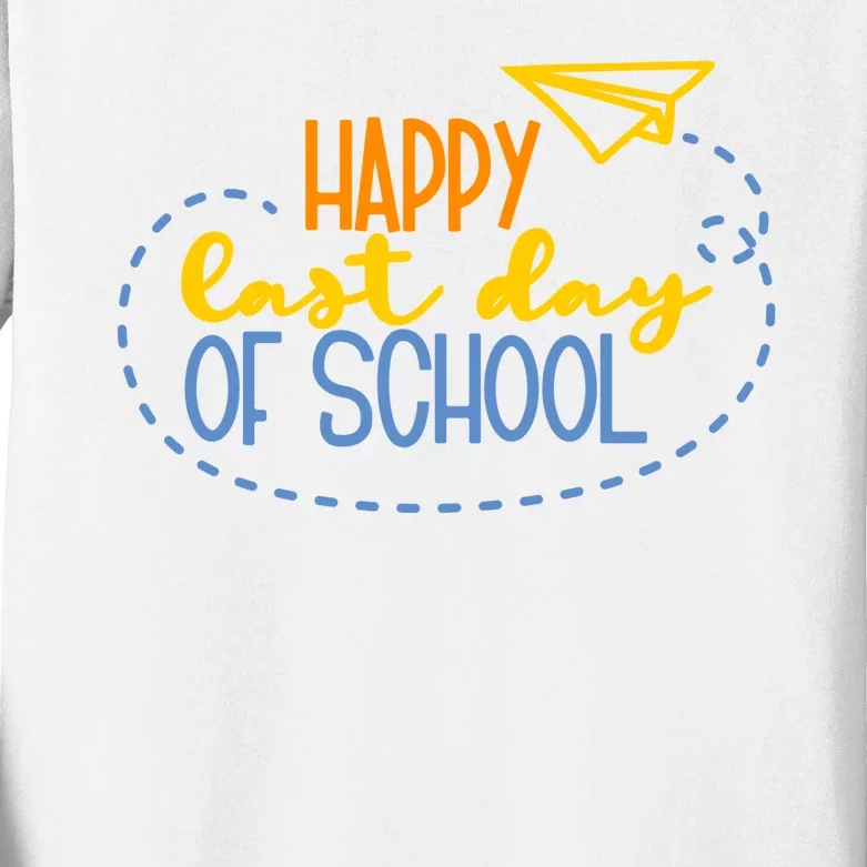 Paper Plane Happy Last Day Of School Kids Long Sleeve Shirt