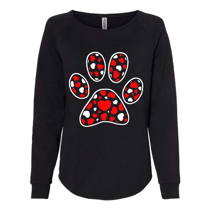 Paw Print Heart Pattern Valentines Day Cute Dog Puppy Love Womens California Wash Sweatshirt