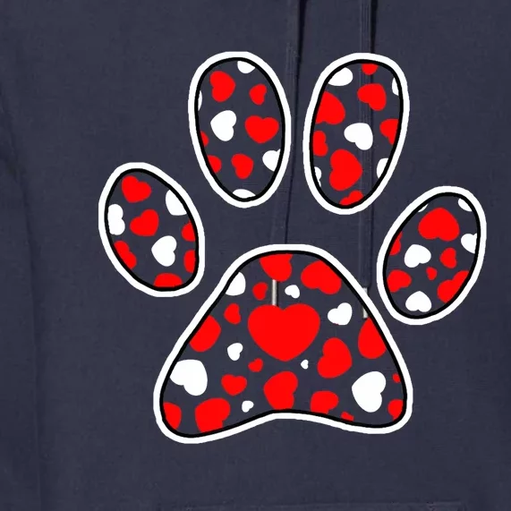 Paw Print Heart Pattern Valentines Day Cute Dog Puppy Love Premium Hoodie