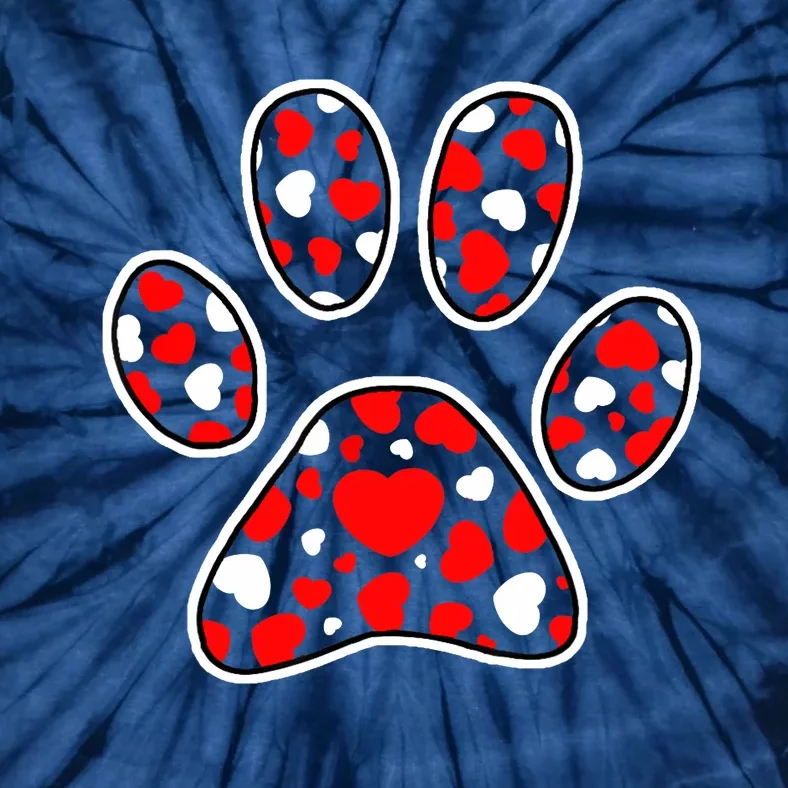 Paw Print Heart Pattern Valentines Day Cute Dog Puppy Love Tie-Dye T-Shirt