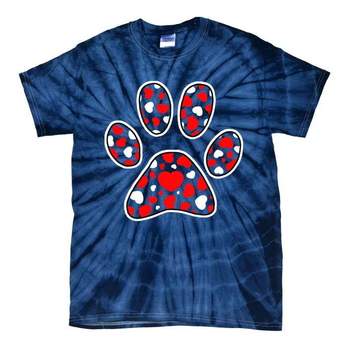 Paw Print Heart Pattern Valentines Day Cute Dog Puppy Love Tie-Dye T-Shirt