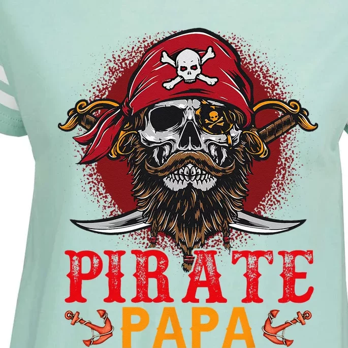 Pirate Papa Halloween Skull Pirate Costume Family Enza Ladies Jersey Football T-Shirt