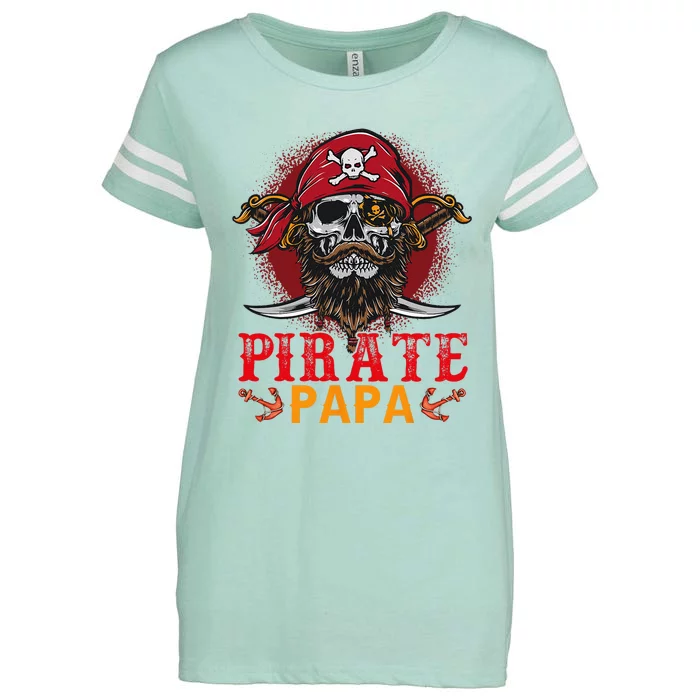 Pirate Papa Halloween Skull Pirate Costume Family Enza Ladies Jersey Football T-Shirt