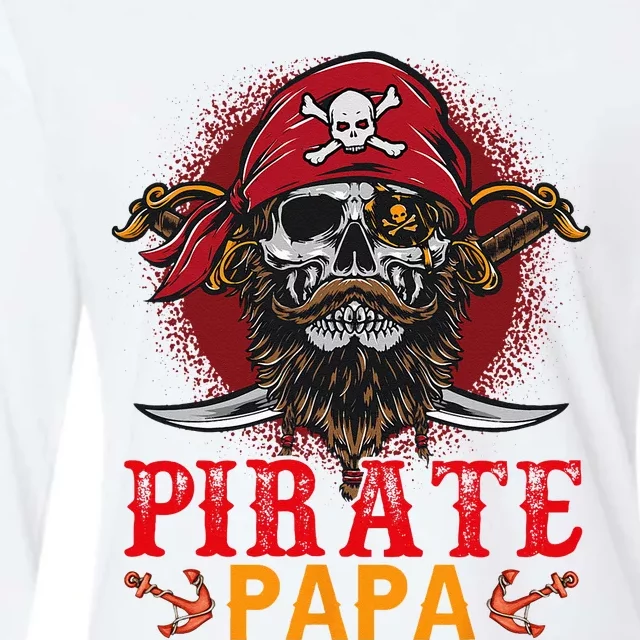 Pirate Papa Halloween Skull Pirate Costume Family Womens Cotton Relaxed Long Sleeve T-Shirt