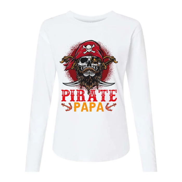 Pirate Papa Halloween Skull Pirate Costume Family Womens Cotton Relaxed Long Sleeve T-Shirt