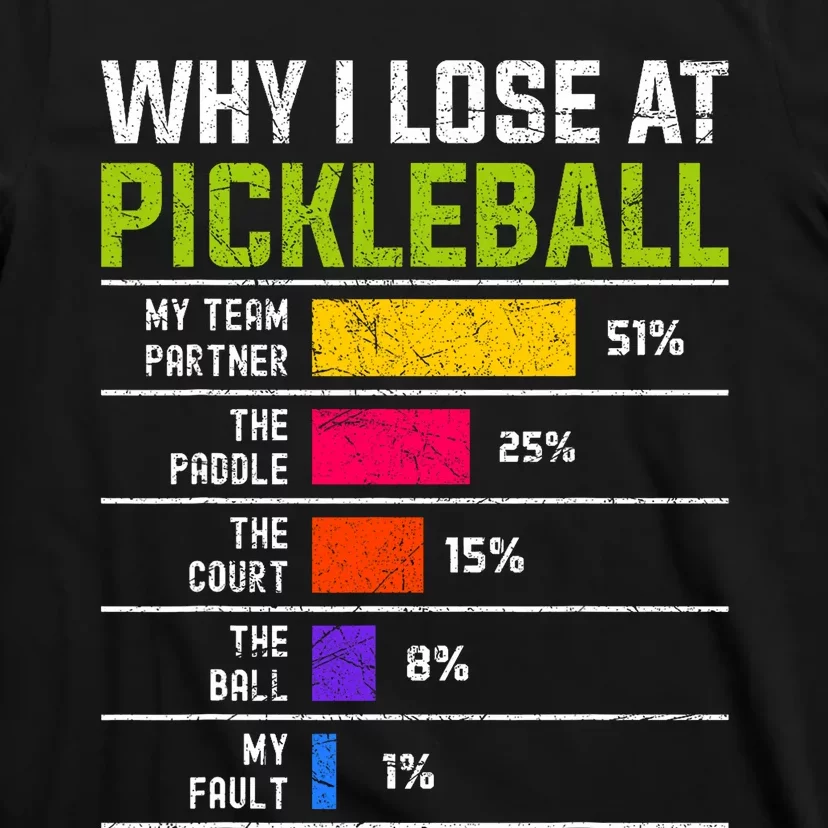 Pickleball Player Hilarious Why I Lose At Pickleball Print T-Shirt