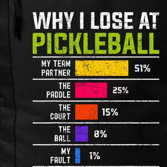 Pickleball Player Hilarious Why I Lose At Pickleball Print Daily Commute Backpack