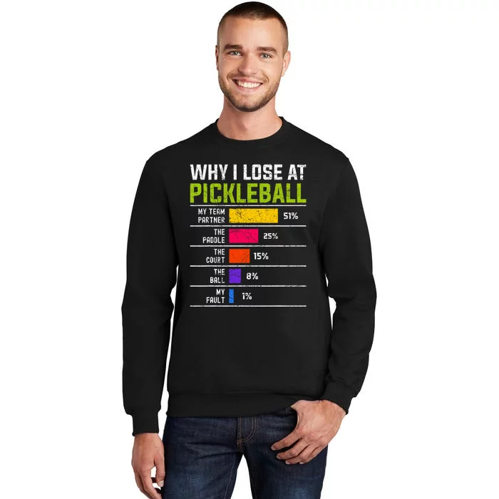 Pickleball Player Hilarious Why I Lose At Pickleball Print Tall Sweatshirt