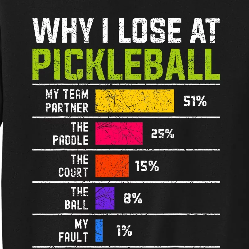 Pickleball Player Hilarious Why I Lose At Pickleball Print Tall Sweatshirt