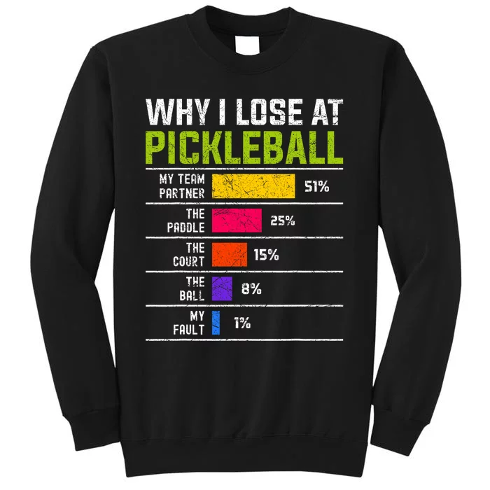 Pickleball Player Hilarious Why I Lose At Pickleball Print Tall Sweatshirt