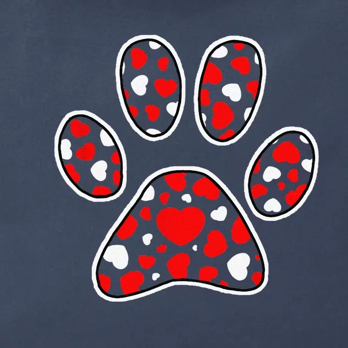 Paw Print Heart Pattern Valentines Day Cute Dog Puppy Love Zip Tote Bag