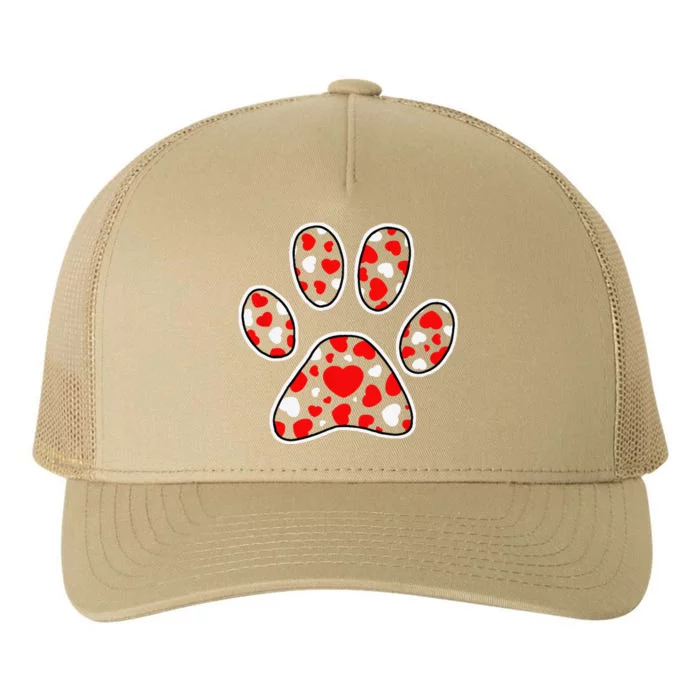 Paw Print Heart Pattern Valentines Day Cute Dog Puppy Love Yupoong Adult 5-Panel Trucker Hat