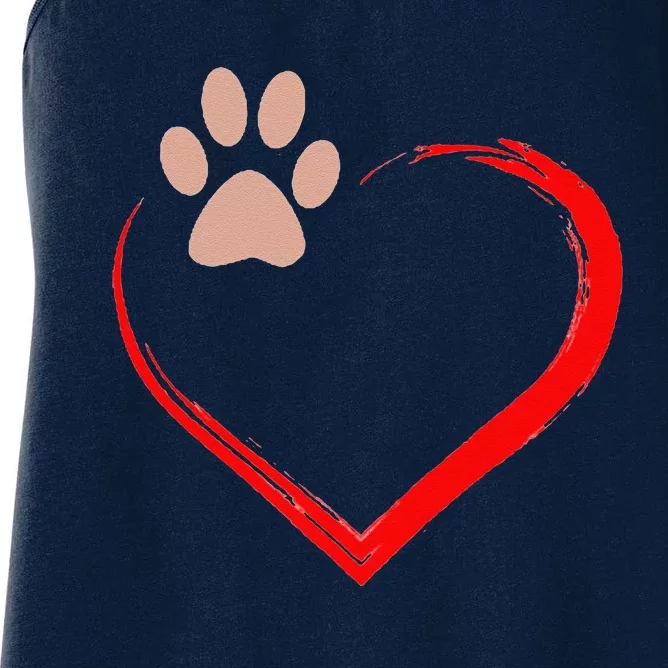 Paw Print Heart Valentines Day Cute Dog Puppy Lover Gift Women's Racerback Tank