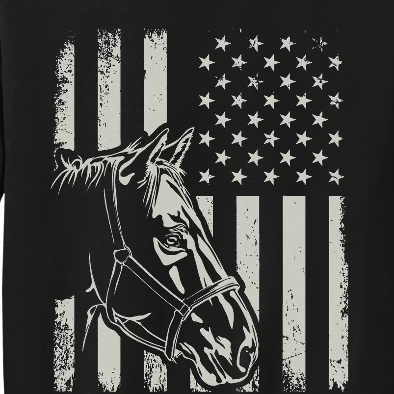 Proud Patriotic Horse Owner Lover American Flag Tall Sweatshirt