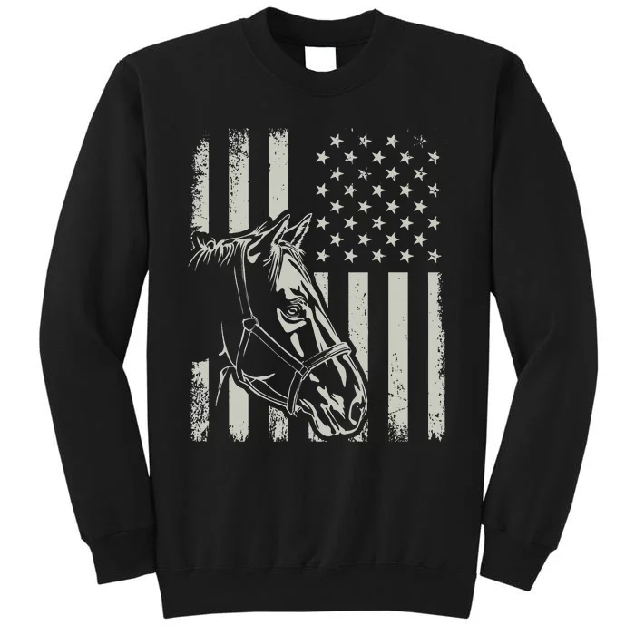 Proud Patriotic Horse Owner Lover American Flag Tall Sweatshirt