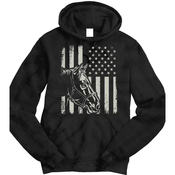 Proud Patriotic Horse Owner Lover American Flag Tie Dye Hoodie