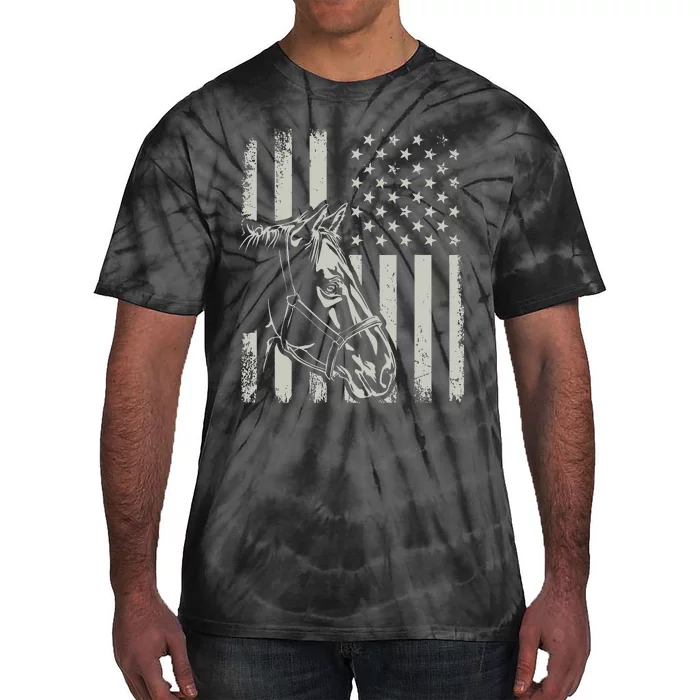 Proud Patriotic Horse Owner Lover American Flag Tie-Dye T-Shirt