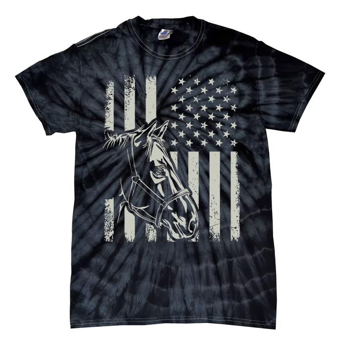 Proud Patriotic Horse Owner Lover American Flag Tie-Dye T-Shirt