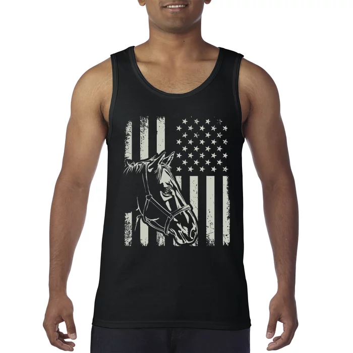 Proud Patriotic Horse Owner Lover American Flag Tank Top