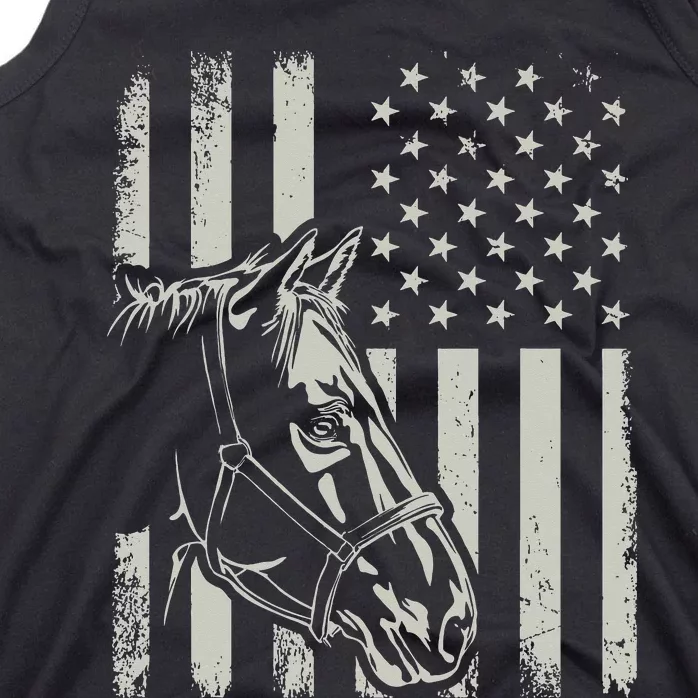 Proud Patriotic Horse Owner Lover American Flag Tank Top