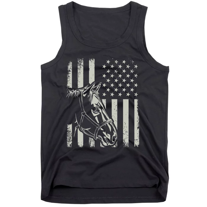 Proud Patriotic Horse Owner Lover American Flag Tank Top