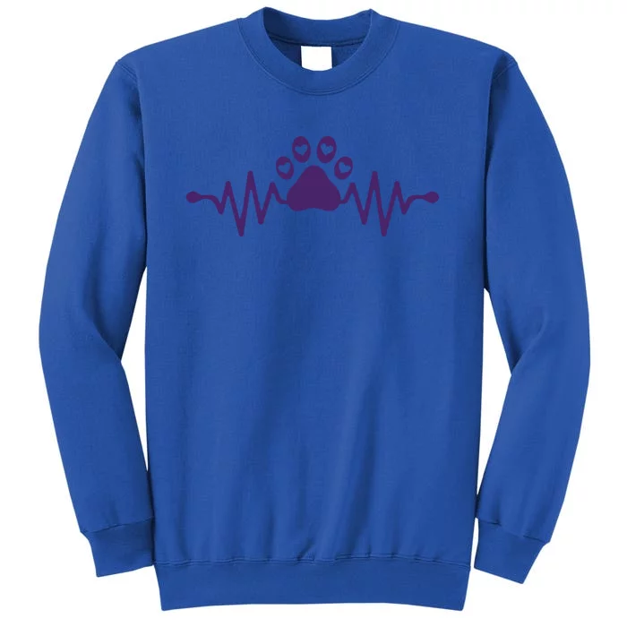 Purple Pawprint Heartbeat Hearts Veterinarian Vet Student Cute Gift Tall Sweatshirt