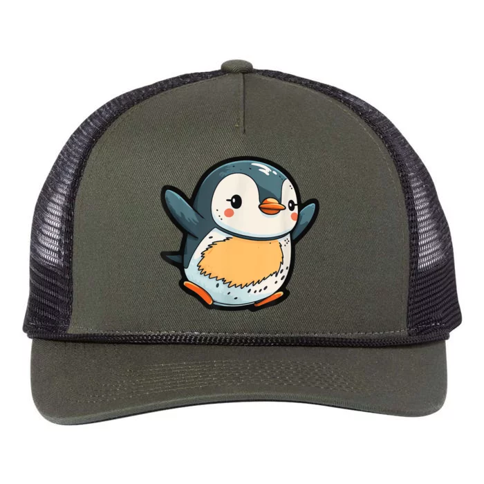 Penguin Party Happy And Excited Cartoon Penguin Chick Retro Rope Trucker Hat Cap