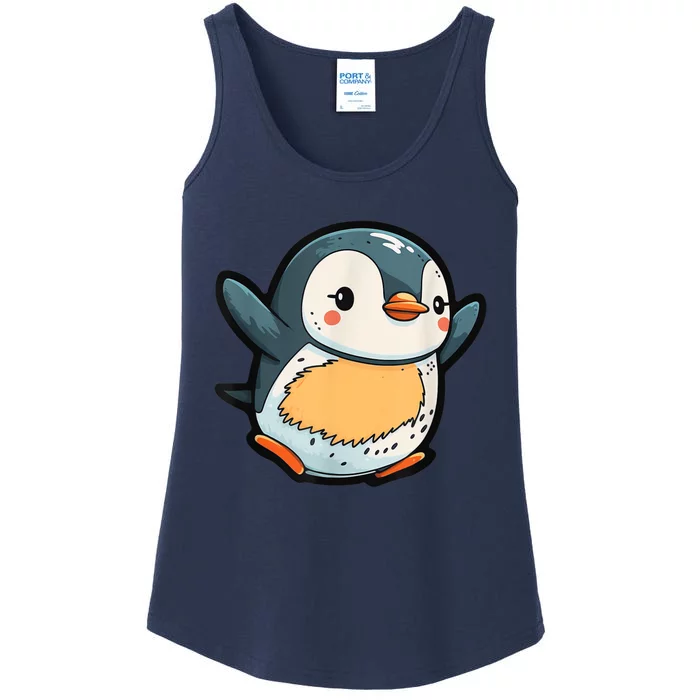 Penguin Party Happy And Excited Cartoon Penguin Chick Ladies Essential Tank