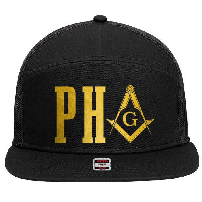 Pha Prince Hall Mason Freemason Masonic Square & Compass 7 Panel Mesh Trucker Snapback Hat