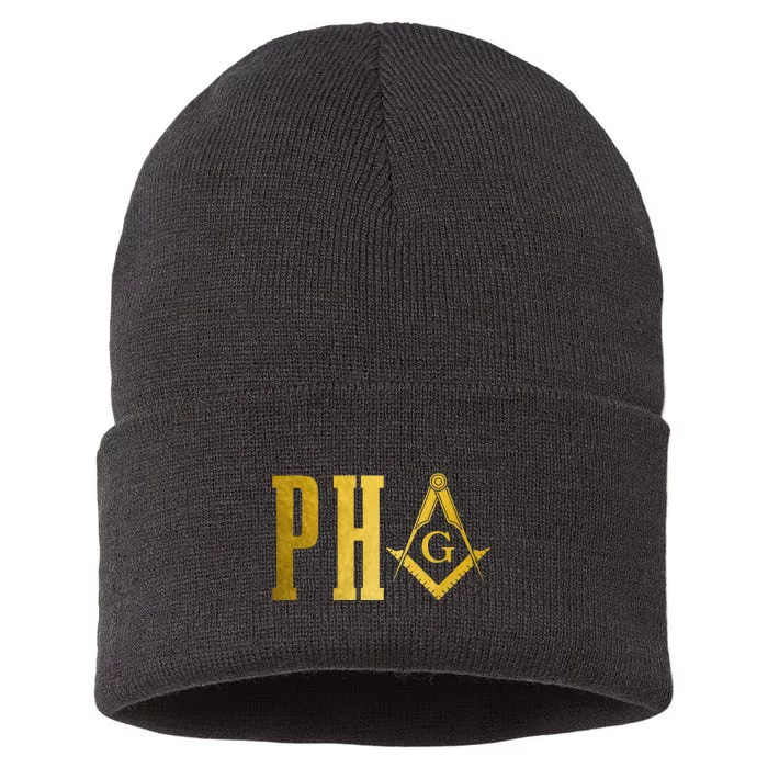 Pha Prince Hall Mason Freemason Masonic Square & Compass Sustainable Knit Beanie