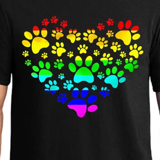 Paw Print Heartbeat Rainbow Inspired Dog Paw print Gifts Pajama Set