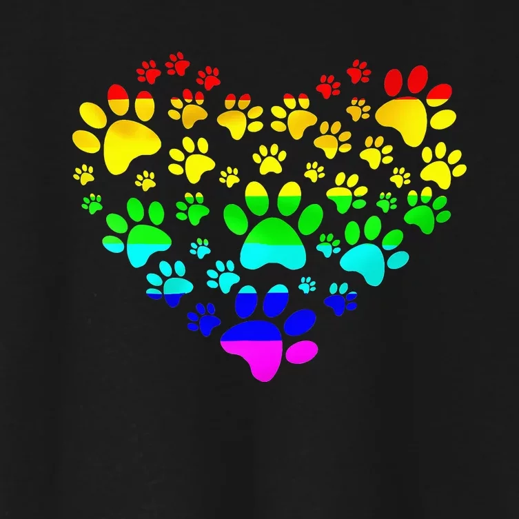 Paw Print Heartbeat Rainbow Inspired Dog Paw print Gifts Women's Crop Top Tee