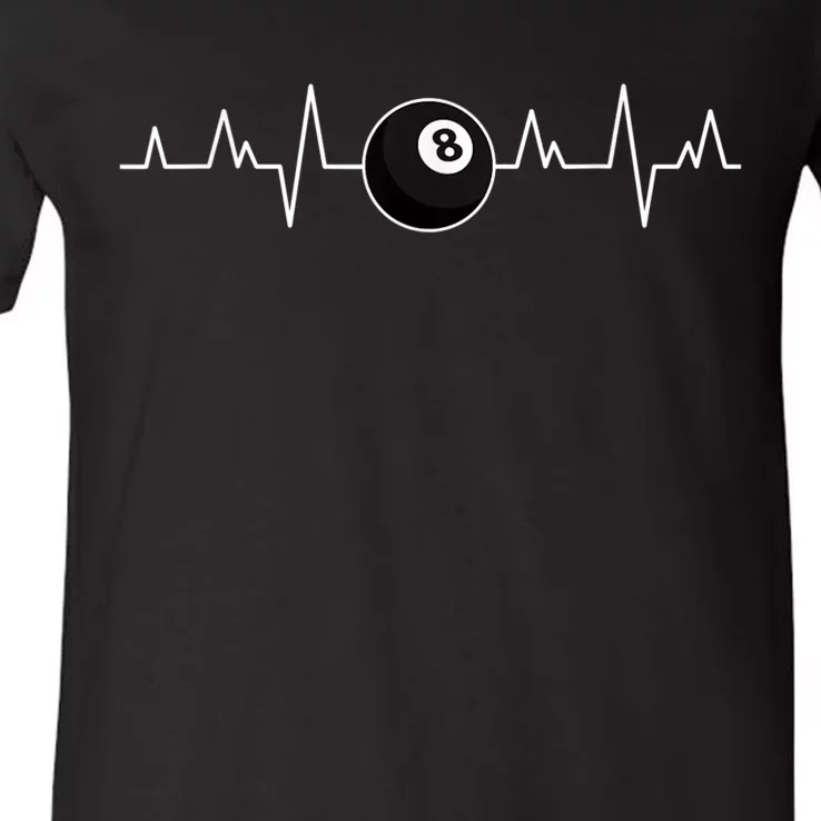 Pool Players Heartbeat Billiards 8 Ball V-Neck T-Shirt