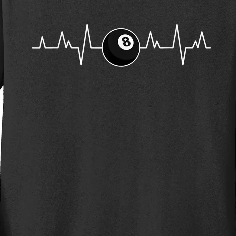 Pool Players Heartbeat Billiards 8 Ball Kids Long Sleeve Shirt