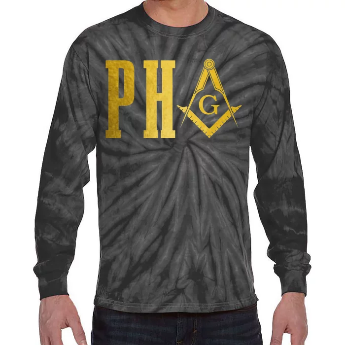 PHA Prince Hall Mason Freemason Masonic Square & Compass Tie-Dye Long Sleeve Shirt