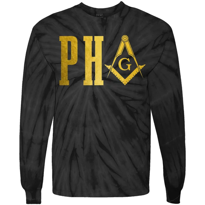 PHA Prince Hall Mason Freemason Masonic Square & Compass Tie-Dye Long Sleeve Shirt