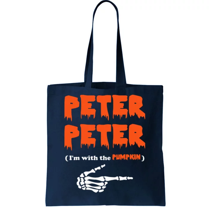 Peter Peter I'm With The Pumpkin Skeleton Halloween Tote Bag