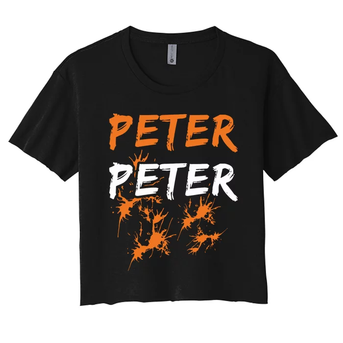 Peter Peter I'm With The Pumpkin Halloween Women's Crop Top Tee