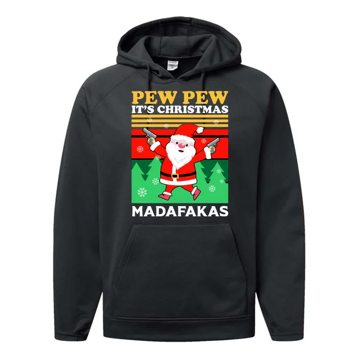 Pew Pew Its Christmas Mudafakas Funny Santa Claus Game Performance Fleece Hoodie