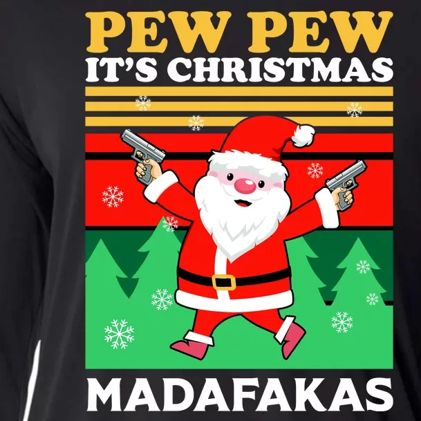 Pew Pew Its Christmas Mudafakas Funny Santa Claus Game Cooling Performance Long Sleeve Crew