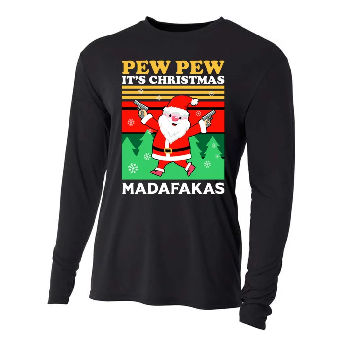 Pew Pew Its Christmas Mudafakas Funny Santa Claus Game Cooling Performance Long Sleeve Crew