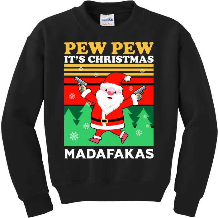 Pew Pew Its Christmas Mudafakas Funny Santa Claus Game Kids Sweatshirt