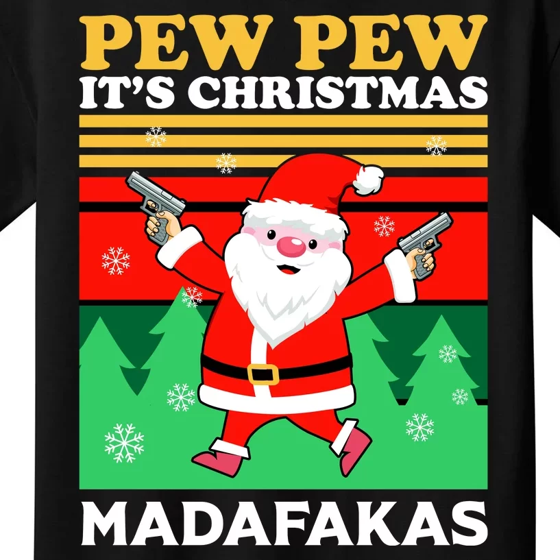 Pew Pew Its Christmas Mudafakas Funny Santa Claus Game Kids T-Shirt