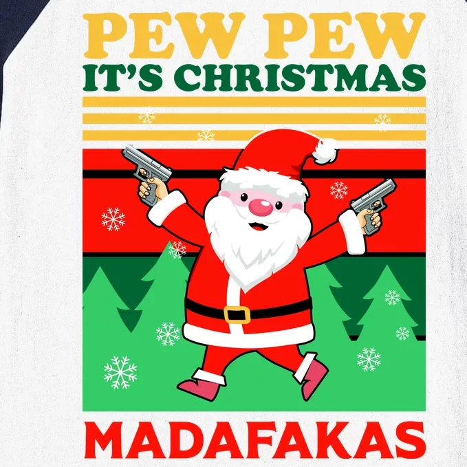 Pew Pew Its Christmas Mudafakas Funny Santa Claus Game Baseball Sleeve Shirt