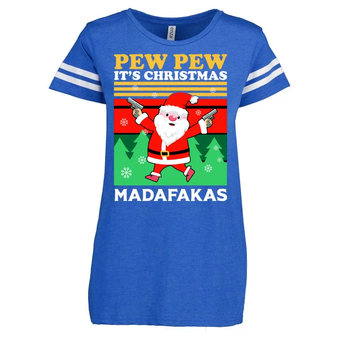 Pew Pew Its Christmas Mudafakas Funny Santa Claus Game Enza Ladies Jersey Football T-Shirt