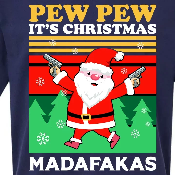 Pew Pew Its Christmas Mudafakas Funny Santa Claus Game Sueded Cloud Jersey T-Shirt