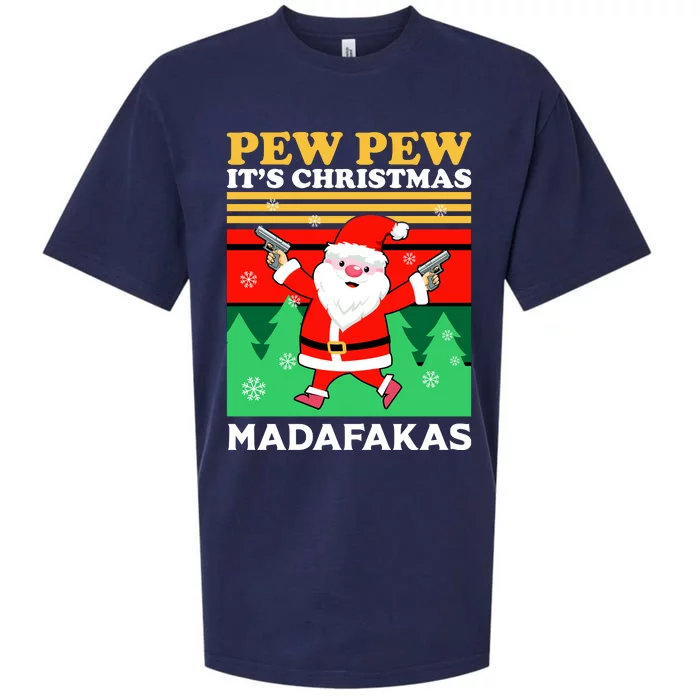 Pew Pew Its Christmas Mudafakas Funny Santa Claus Game Sueded Cloud Jersey T-Shirt